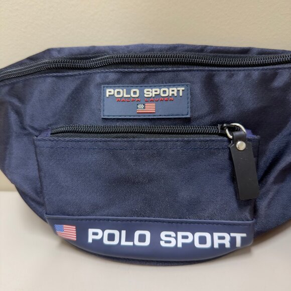 Vintage Polo Sport Ralph Lauren Unisex Blue Belt Bag Fanny Pack - Picture 2 of 8
